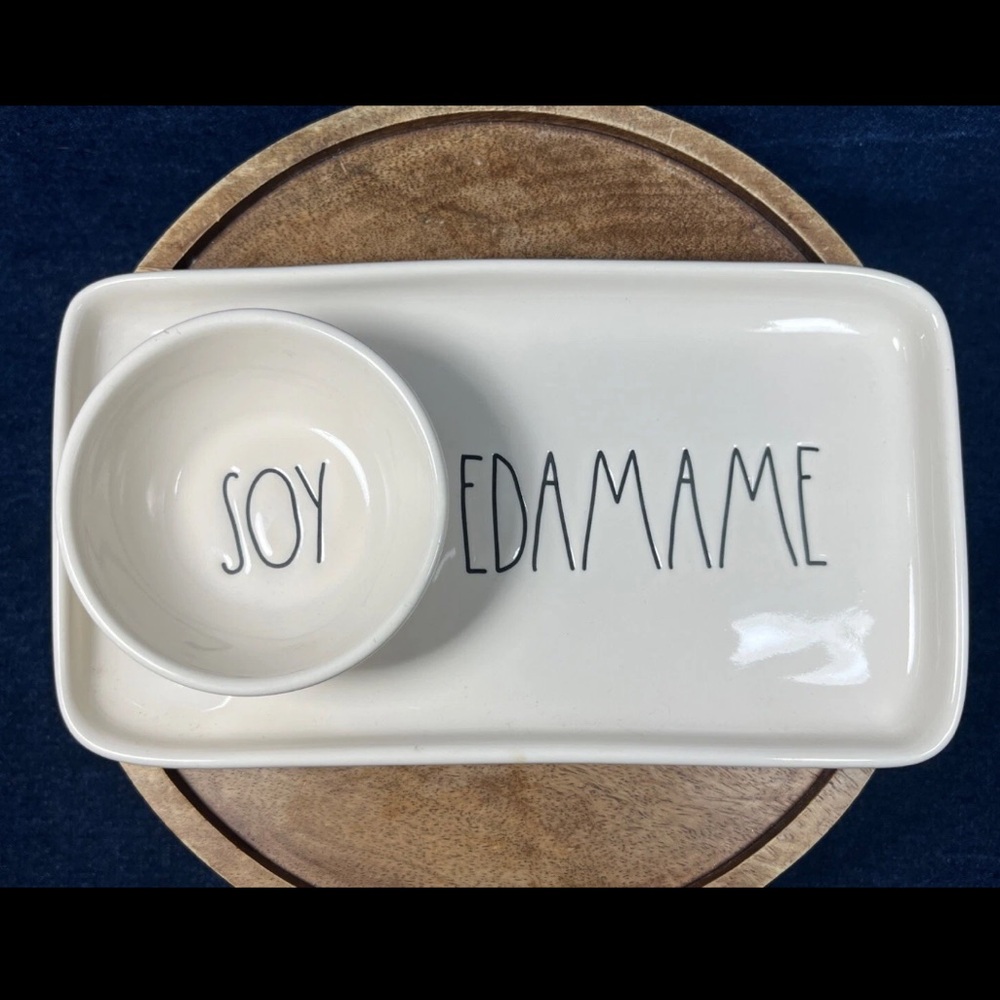 Rae Dunn Cream Soy Edamame Dish Set